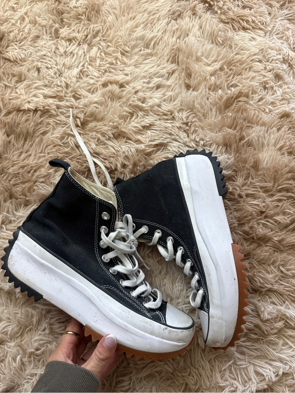 Converse Black and White High-Top Platform Canvas Sneakers